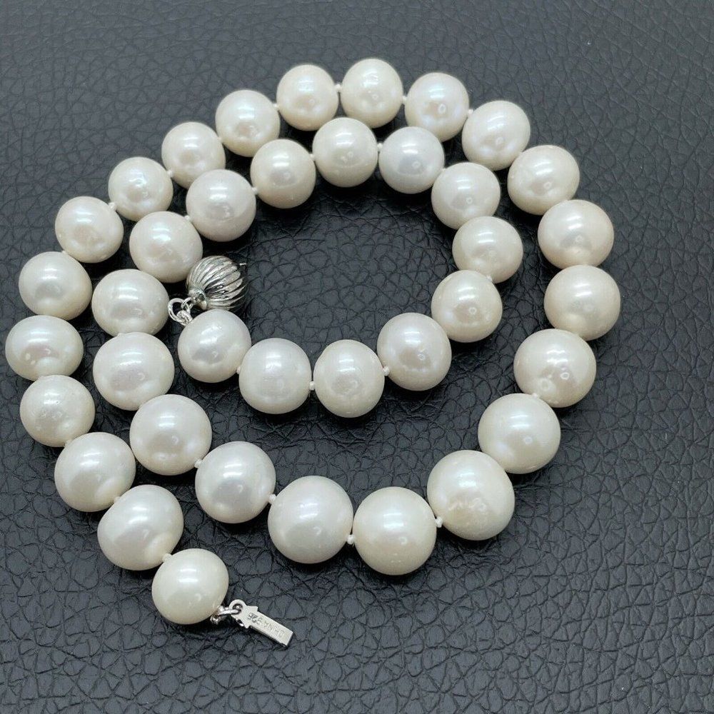 Imperial Pearls Necklace White 9.5 - 11.5mm Cultured Freshwater Sterling Silver - Picture 7 of 9